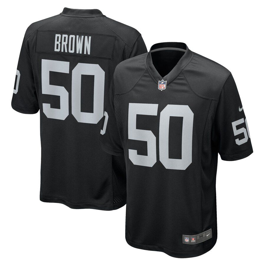 Men Las Vegas Raiders 50 Jayon Brown Nike Black Game NFL Jersey